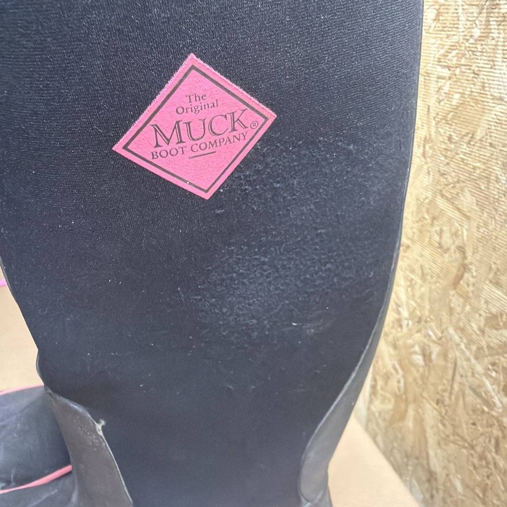 Muck Hale Women's 100% Waterproof Black & Hot Pink Rubber Boots US Size 10 READ - Picture 3 of 6